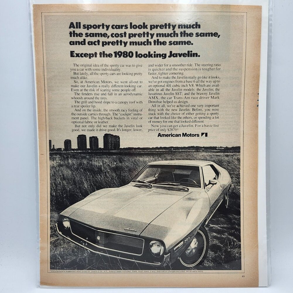 Vintage 1971 American Motors AMC Javelin LIFE Magazine Print Ad